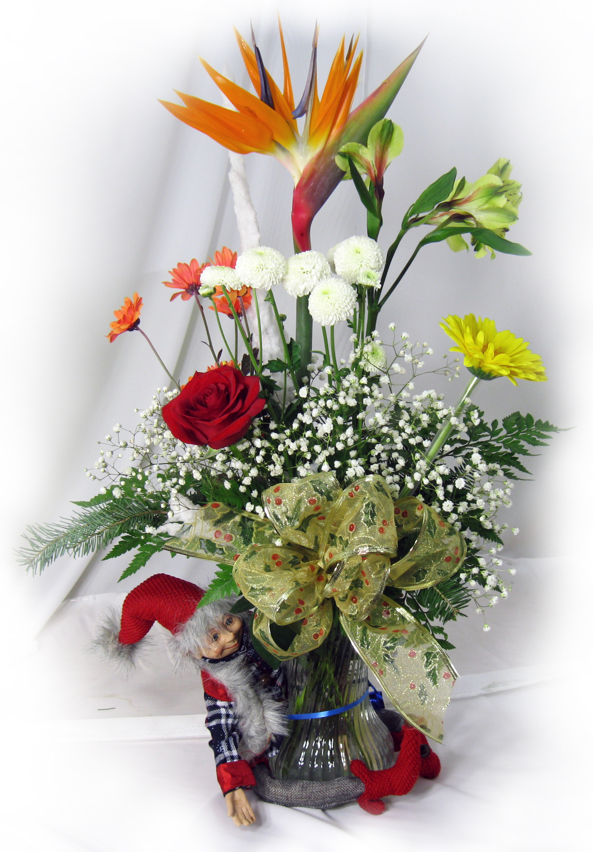  Vase  de fleurs  avec lutin Maison Montcalm Fleuriste